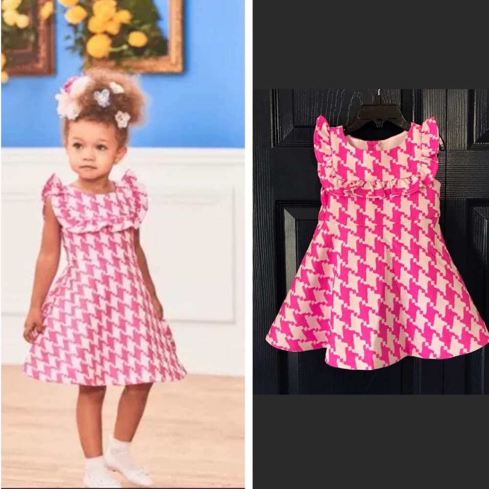 Janie and Jack Pink Houndstooth Dress
